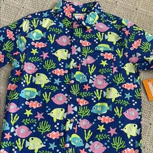 Gymboree Blue Shirt with Colorful Fish Print 8